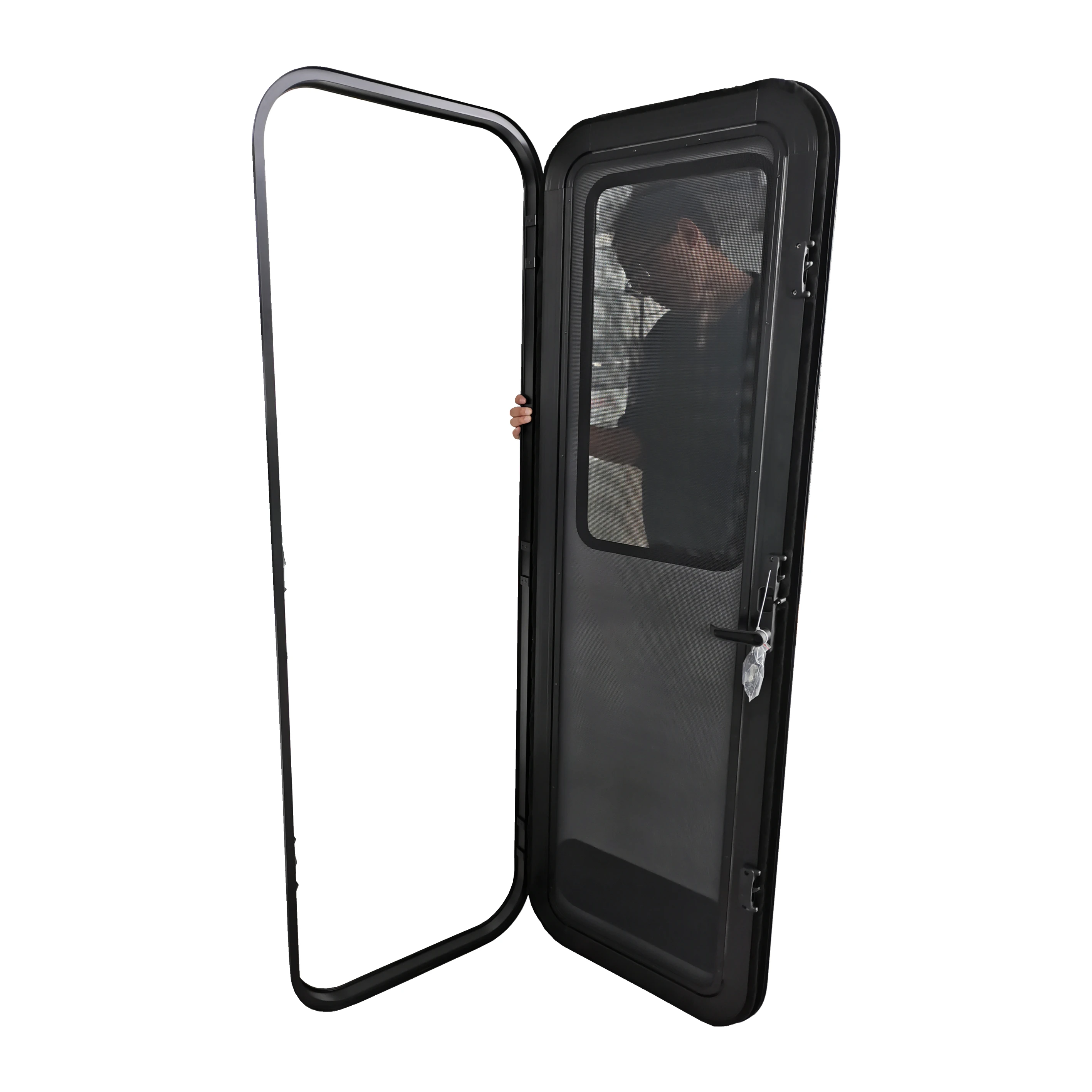 2025 سبائك الألومنيوم ثلاث نقاط الربط قفل مقطورة قافلة النمط الأسترالي RV قافلة الباب مع باب الشاشة ومفتاح