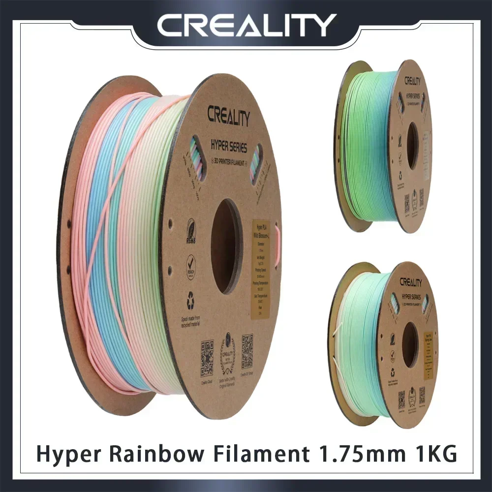 

Creality Hyper PLA Filament Rainbow 1.75mm 1KG ±0.03mm Accuracy High Speed Filament Colorful for K1C / K1 Max / Ender 3 V3 SE/KE