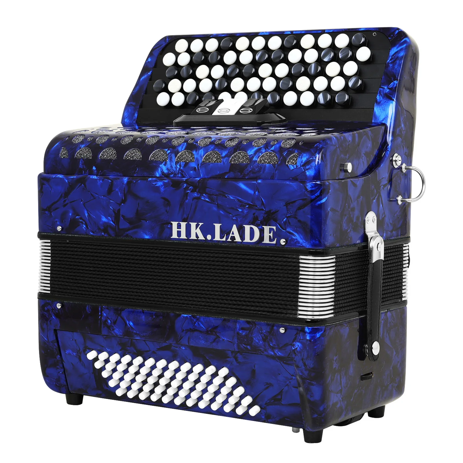 62-Key  Bayan Accordion Professional 60-Bass Button Accordion with 3-Register Switches Goatskin Bellows Anti-Slip Buttons
