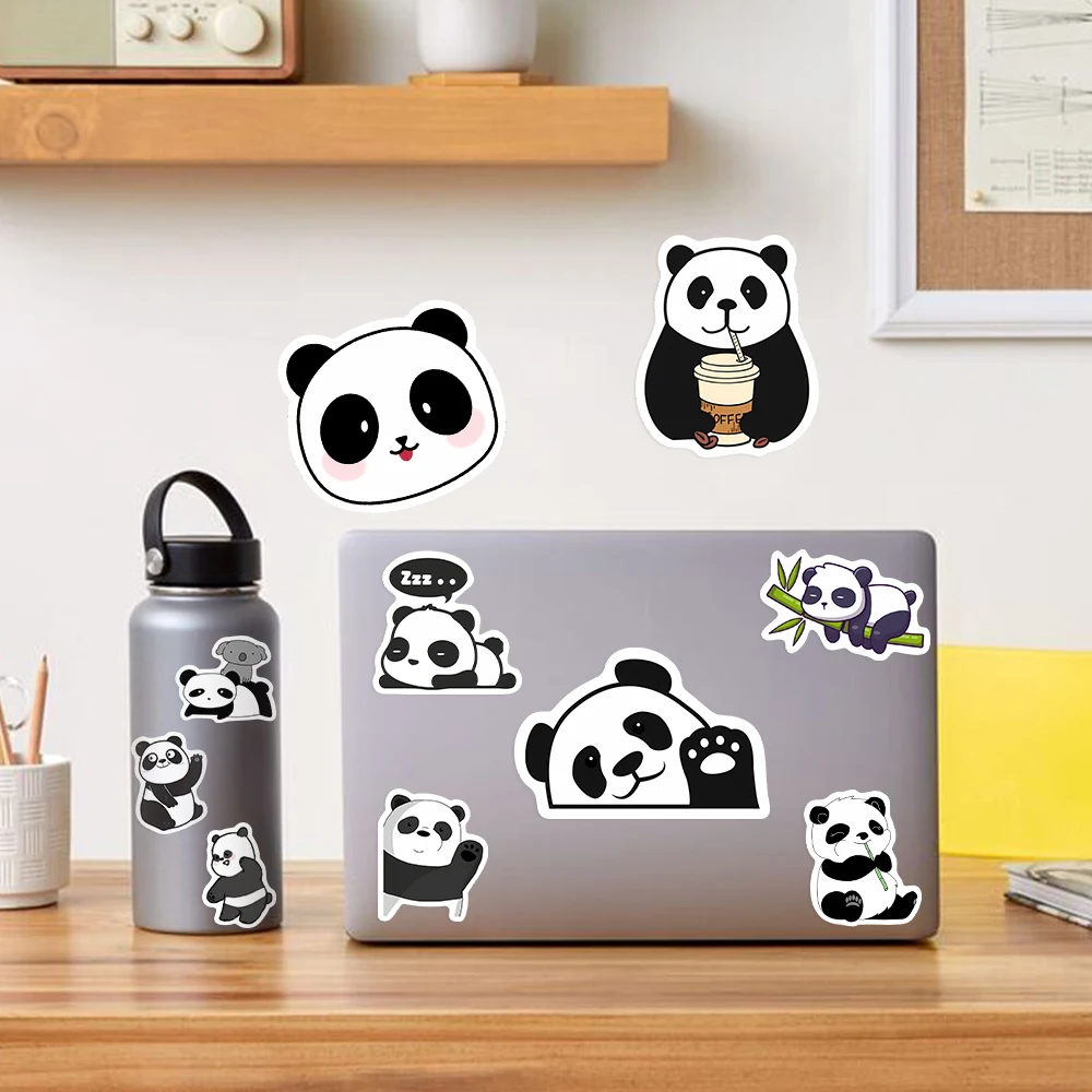 ملصقات باندا كرتونية لطيفة باللون الأسود والأبيض يمكنك صنعها بنفسك لعبة أطفال هدية ملصق مزخرف للهاتف المحمول وزجاجات القصاصات والأمتعة المقاومة للماء #4