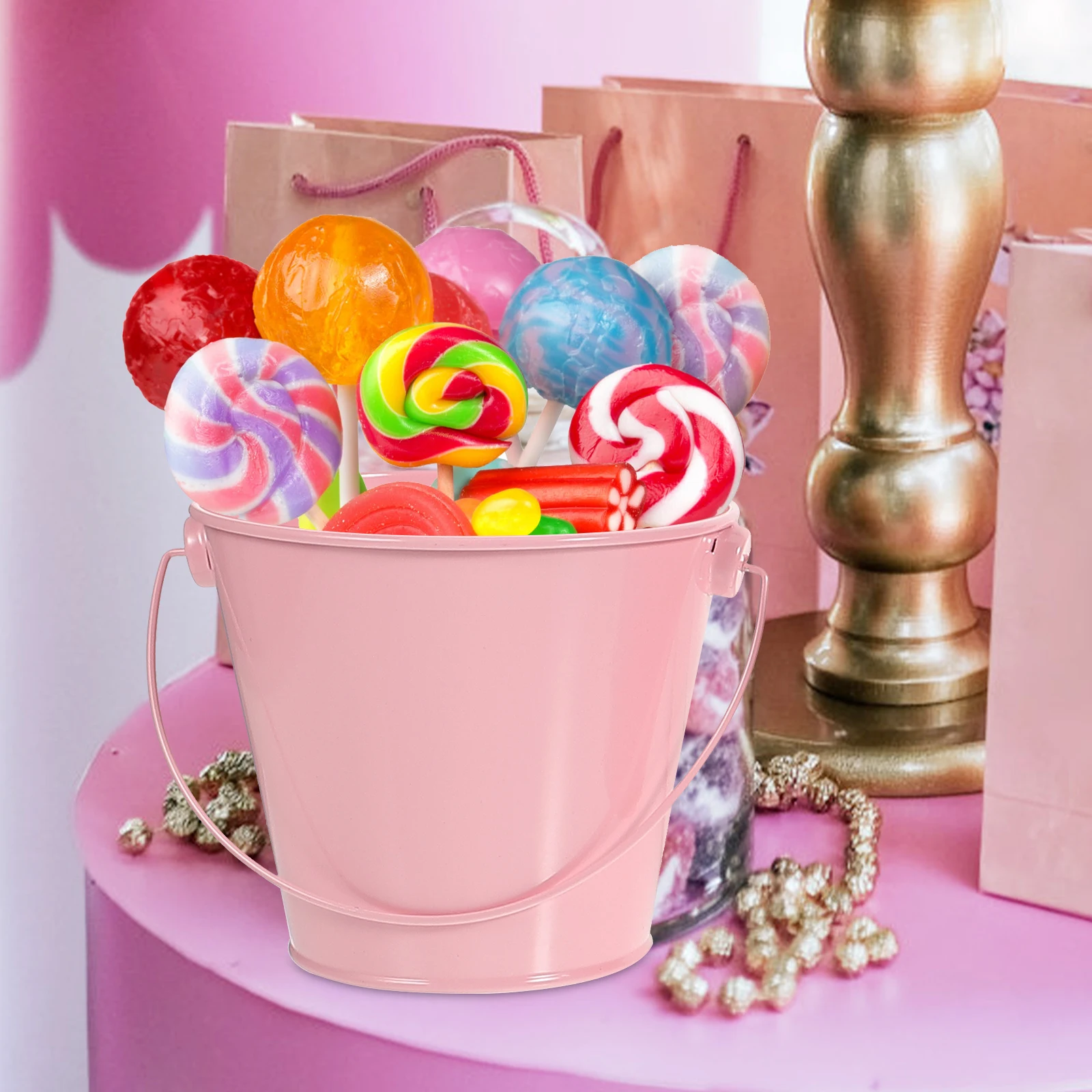 

6 шт. красочные железные подвесные цветочные горшки, балконные садовые горшки, настенные горшки, мини-металлическое ведро, держатели для цветов 5,6x5,6x4 см