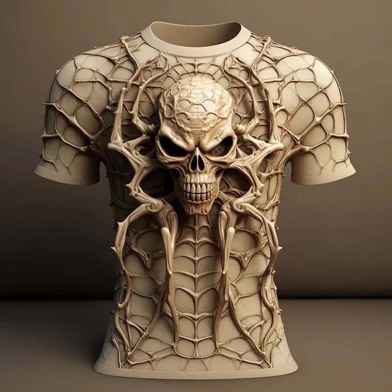 Retro T-Shirts Voor Mannen Kleding 3d Skull Print Trend Heren T-Shirt Nieuwe Ontwerpen Korte Mouwen T-Shirts 2024 Oversized Mannelijke T-Shirts 4xl