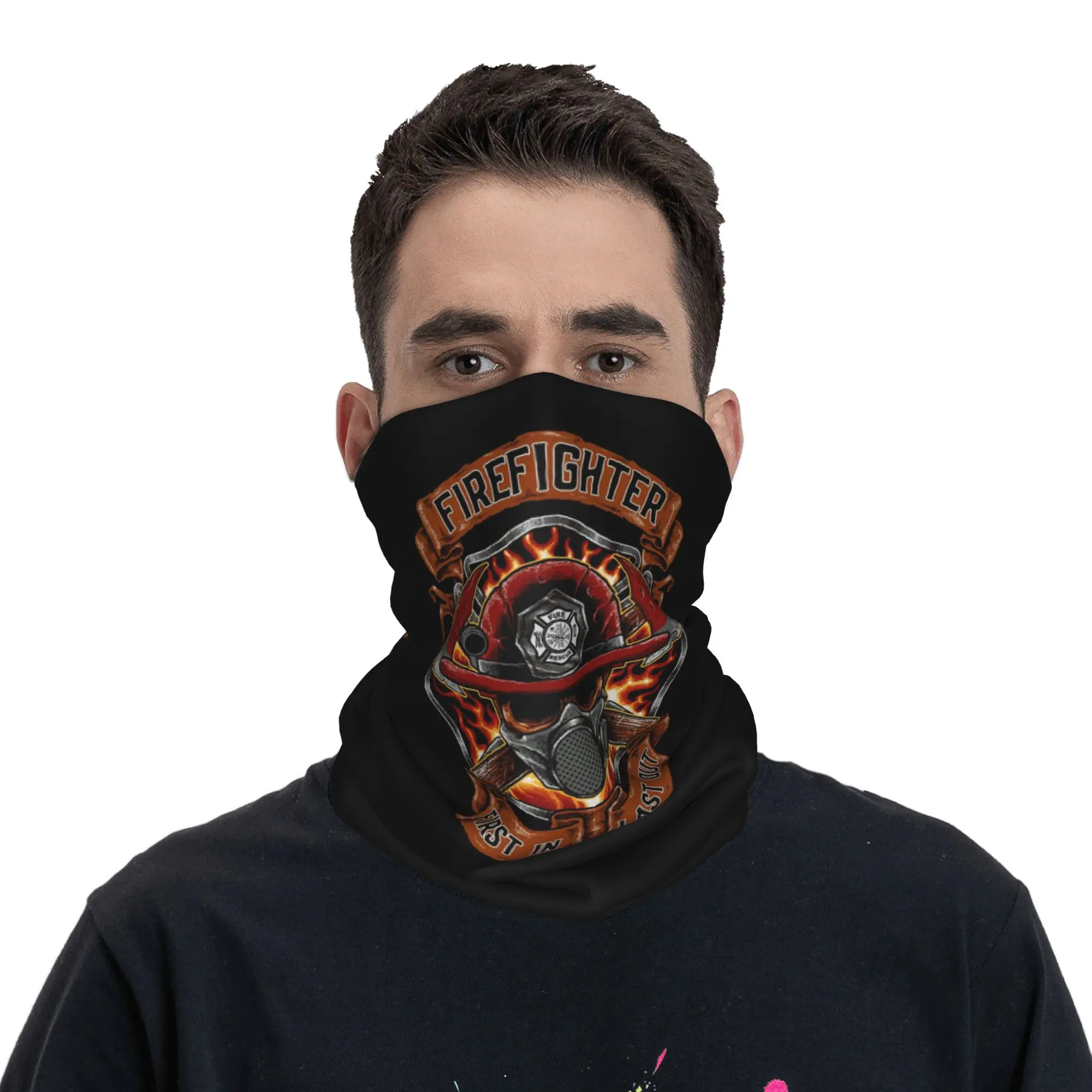 Firefighters Bandana Neck Gaiter Printed Wrap Mask Scarf Multi-use Balaclava Running For Men Women Adult