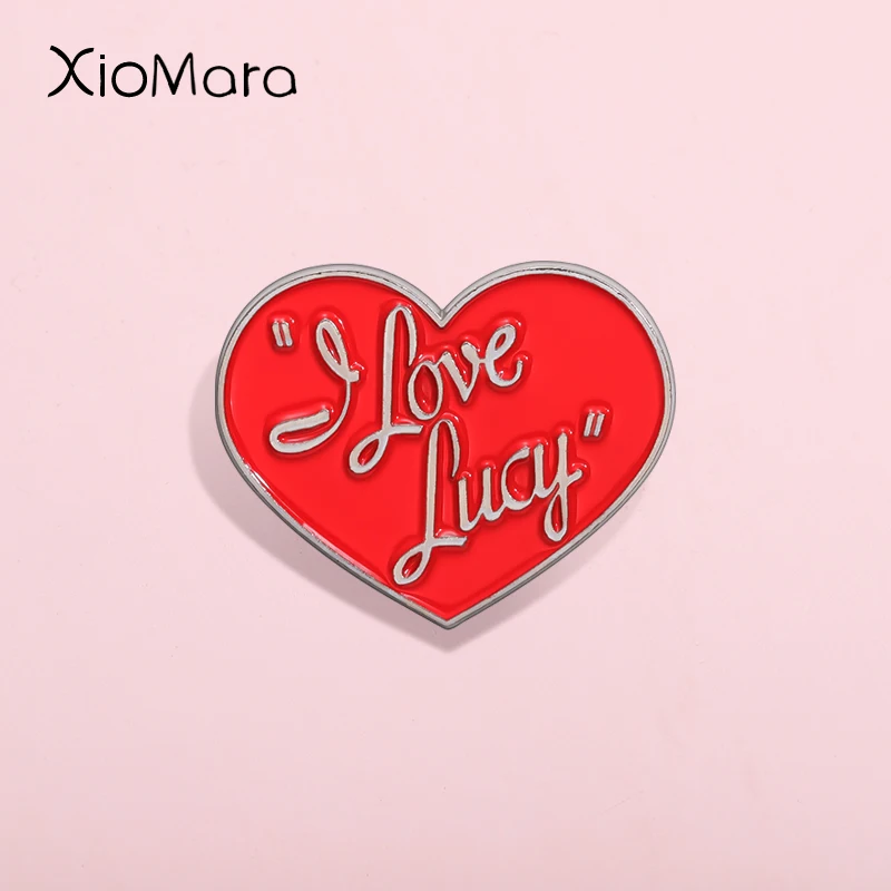 I Love Lucy Enamel Pins Classic Variety TV Shows Red Heart Brooches Lapel Badges Valentine'S Day Present Jewelry Gift For Friend