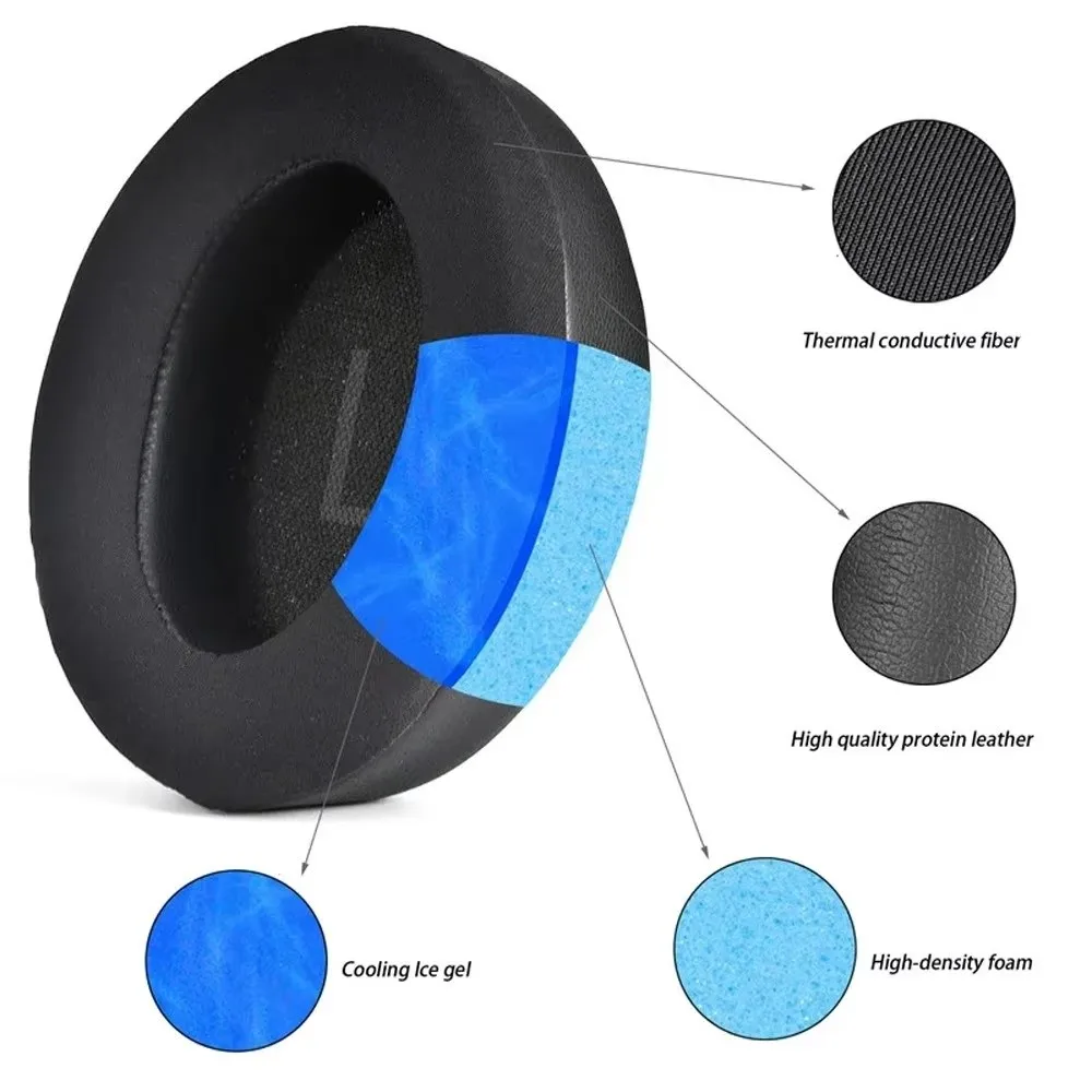 1Pair Replacement Headphone Ear Pads Protein Leather Sponge Foam Headset Earmuff Cooling Gel for Anker Soundcore Life Space Q45 - view 4
