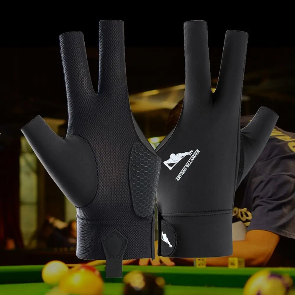 Left and Right Hand Billiards Glove Non Slip Breathable Three Fingers Glove Elastic Billiard Training Gloves Fitness Accessories