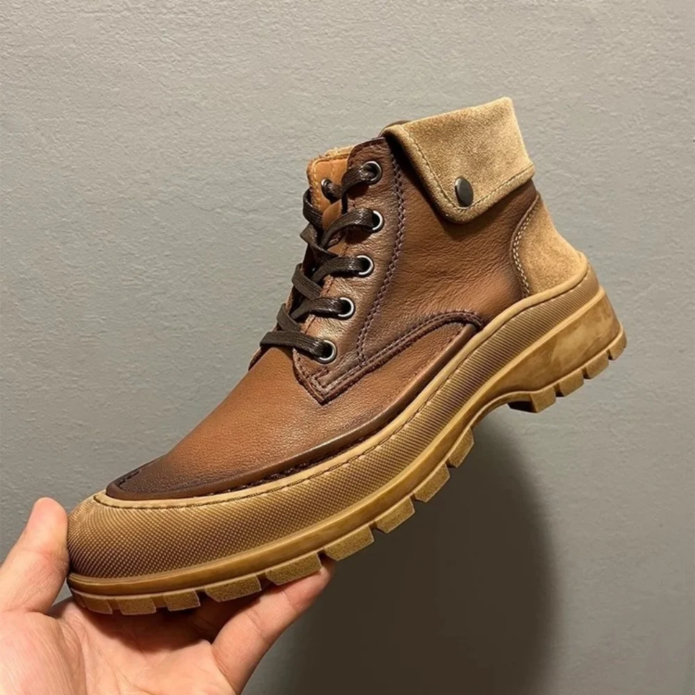 

Men's Boots Autumn Winter ADD short plush Keep Warm Genuine leather lining material Cowhide Boots Two options are available