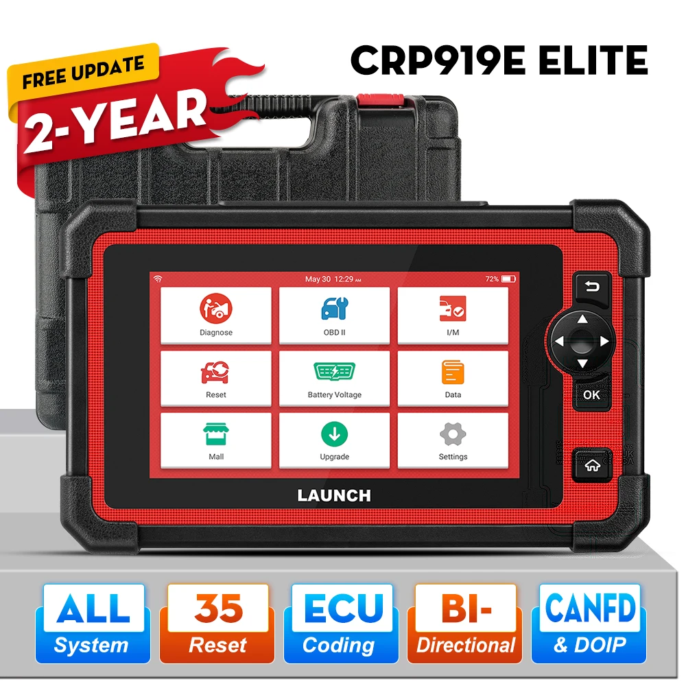 Outil de diagnostic automobile LAUNCH X431 CRP919E, scanner OBD OBD2, codage ECU bidirectionnel, CANFD DOIP, 31 fonctions de réinitialisation