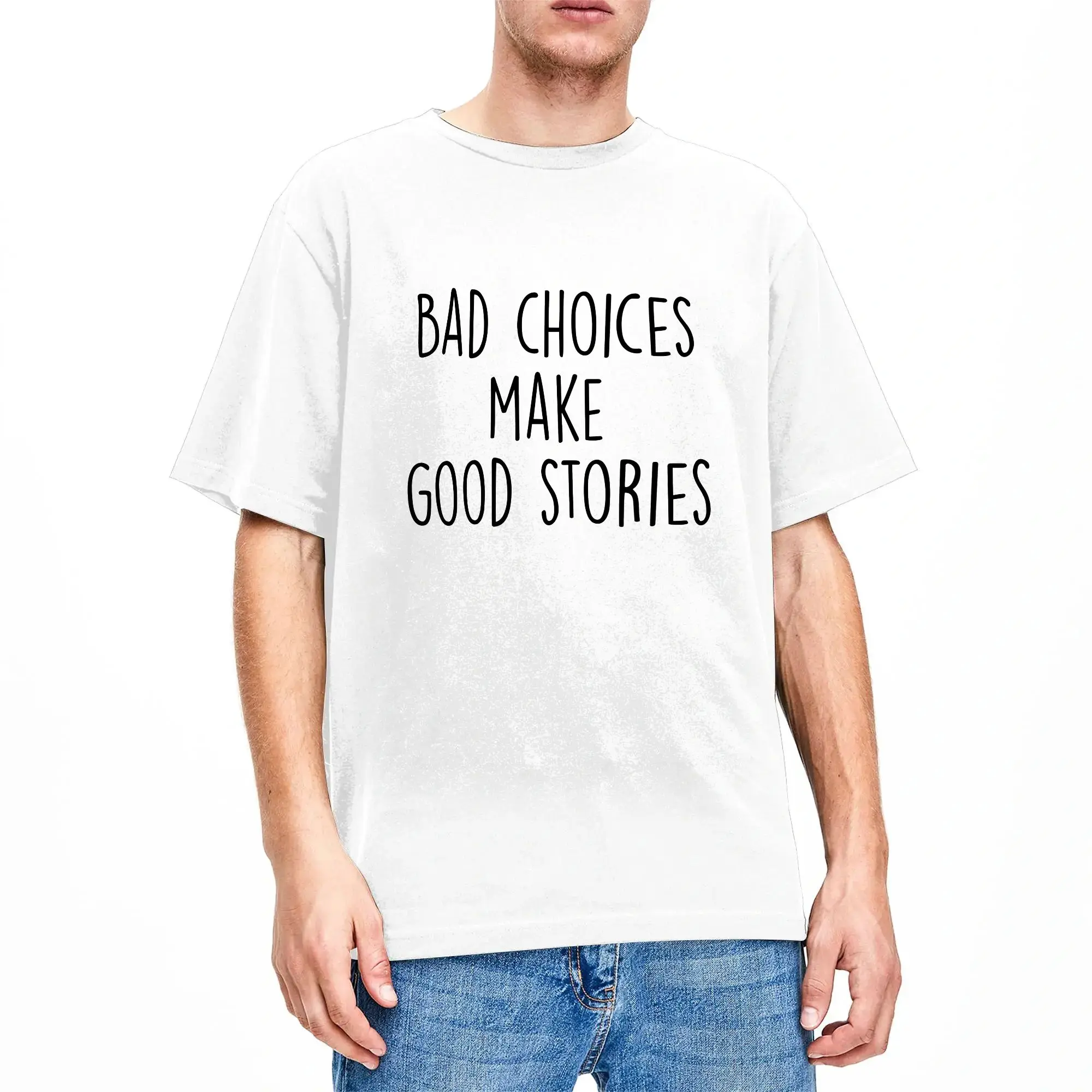 Harajuku T Shirt Bad Choices make good stories 100 Cotton T Shirts  Leisure Tshirt for Couple Summer Y2K Short Sleeve Clothes,