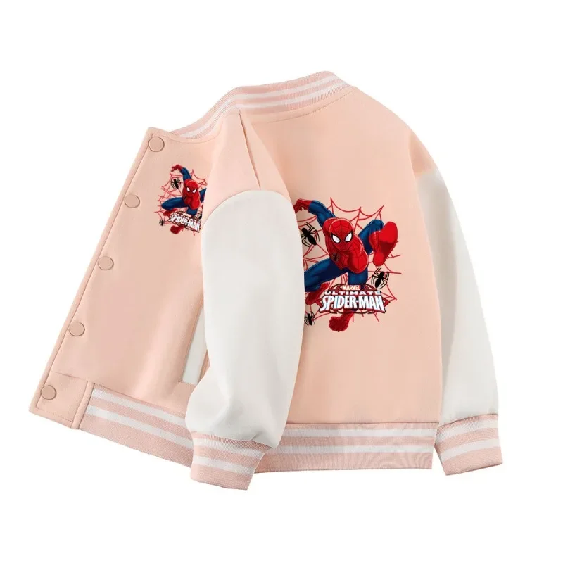 Children's superhero Spider-Man printed autumn and winter boys' velvet thickened baseball uniform thick coat warm jacket top