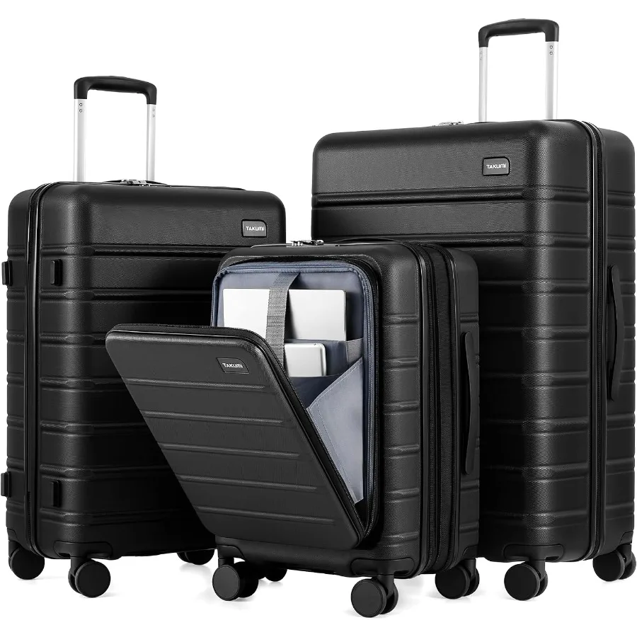 Suitcases with Wheels, Expandable Carry on Luggage, 3 Pcs Set