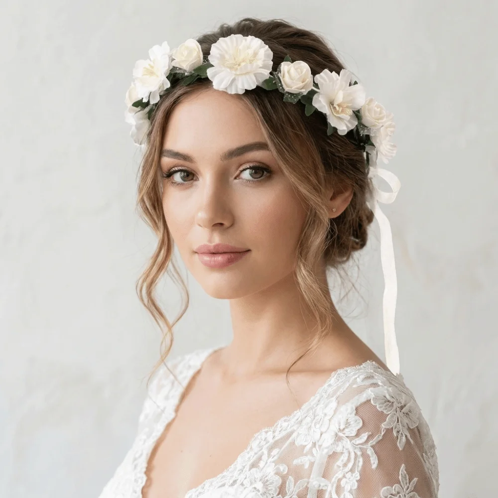 Simulated Flower Floral Headband Korean Style Boho Style Wedding Headpiece Hairband Hair Accessories Flower Crown