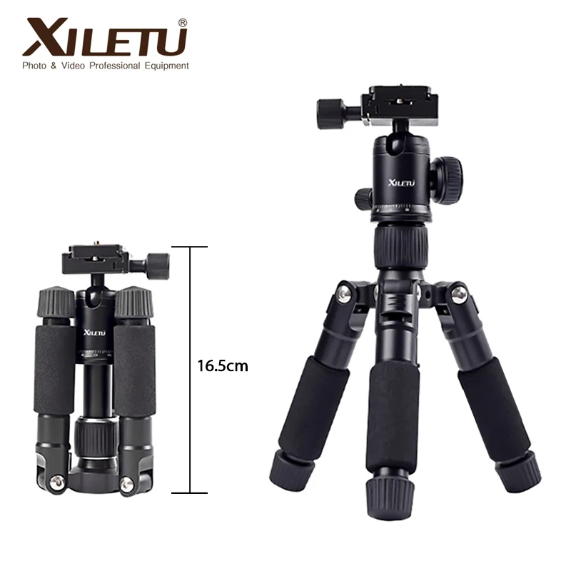 XILETU FM5S-MINI Профессиональный настольный мини-штатив, легкий портативный штатив для путешествий на открытом воздухе с шаровой головкой для зеркальных камер
