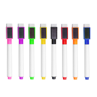 8pcs White Board Markers Magnetic Colorful Whiteboard Pen Black Colored Pencils Built In Eraser School Supplies Children's