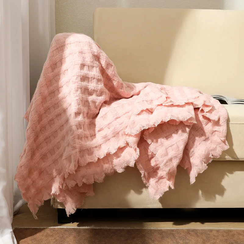 Inyahome Kabel Waffel Decke Werfen Sofa Bett Couch Warm Fluffy Gemütliche Plüsch Stricken für Couch Bett Bauernhaus Outdoor Home Decor
