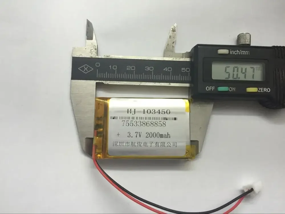 Batería de polímero de litio de 3,7 V 103450   Batería de lámpara de noche con luz LED de 2000 mAH