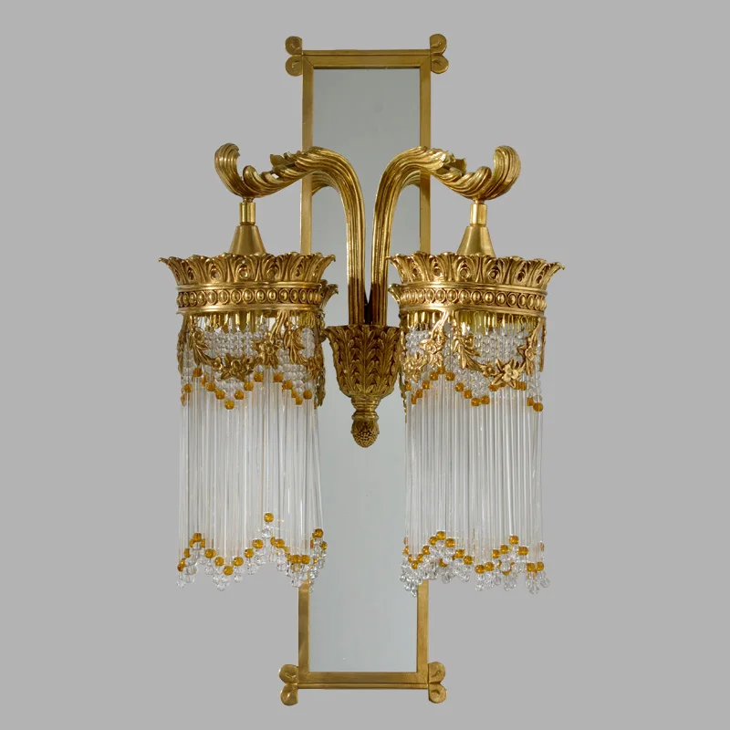 European Classical Bedside Wall Lamp with 2 Light Emitting Diodes Modern Wall Lamp and Mirror Old School Style Decorative