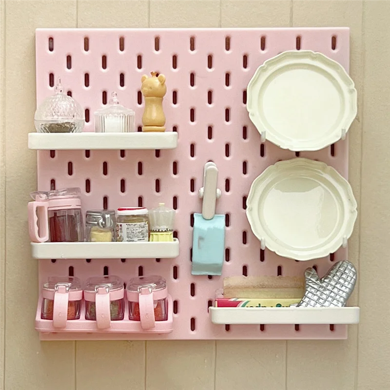ABUM-عناصر تزيين الأثاث المصغر لوحة مثقوبة رف الحائط لتقوم بها بنفسك تخزين عرض ملحقات الأثاث