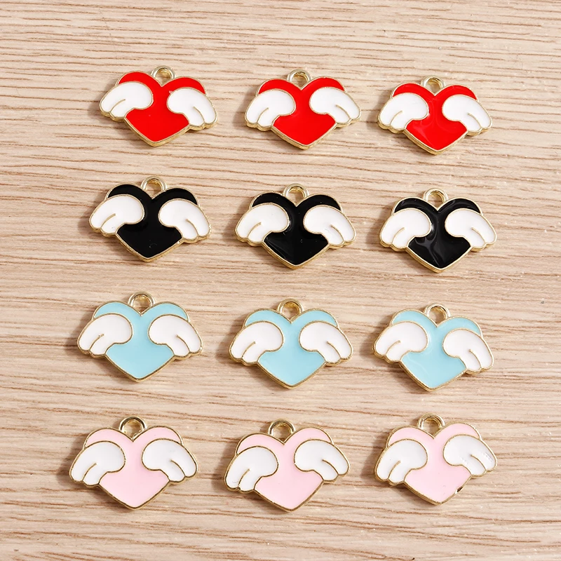 10 stücke Neue Bunte Emaille Liebe Herz Charms Anhänger für Schmuck Machen Frauen Mode Ohrringe Halsketten DIY Handwerk Liefert – Detail 15