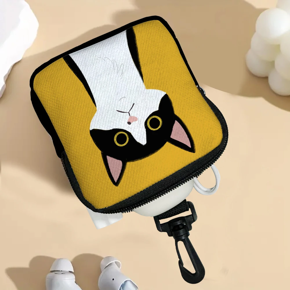 1 قطعة نمط القط الأصفر الطباعة سعة كبيرة عملة المحفظة مقاوم للماء محفظة النقود المعدنية الرقمية حقيبة التخزين ، اختيار مثالي للهدايا