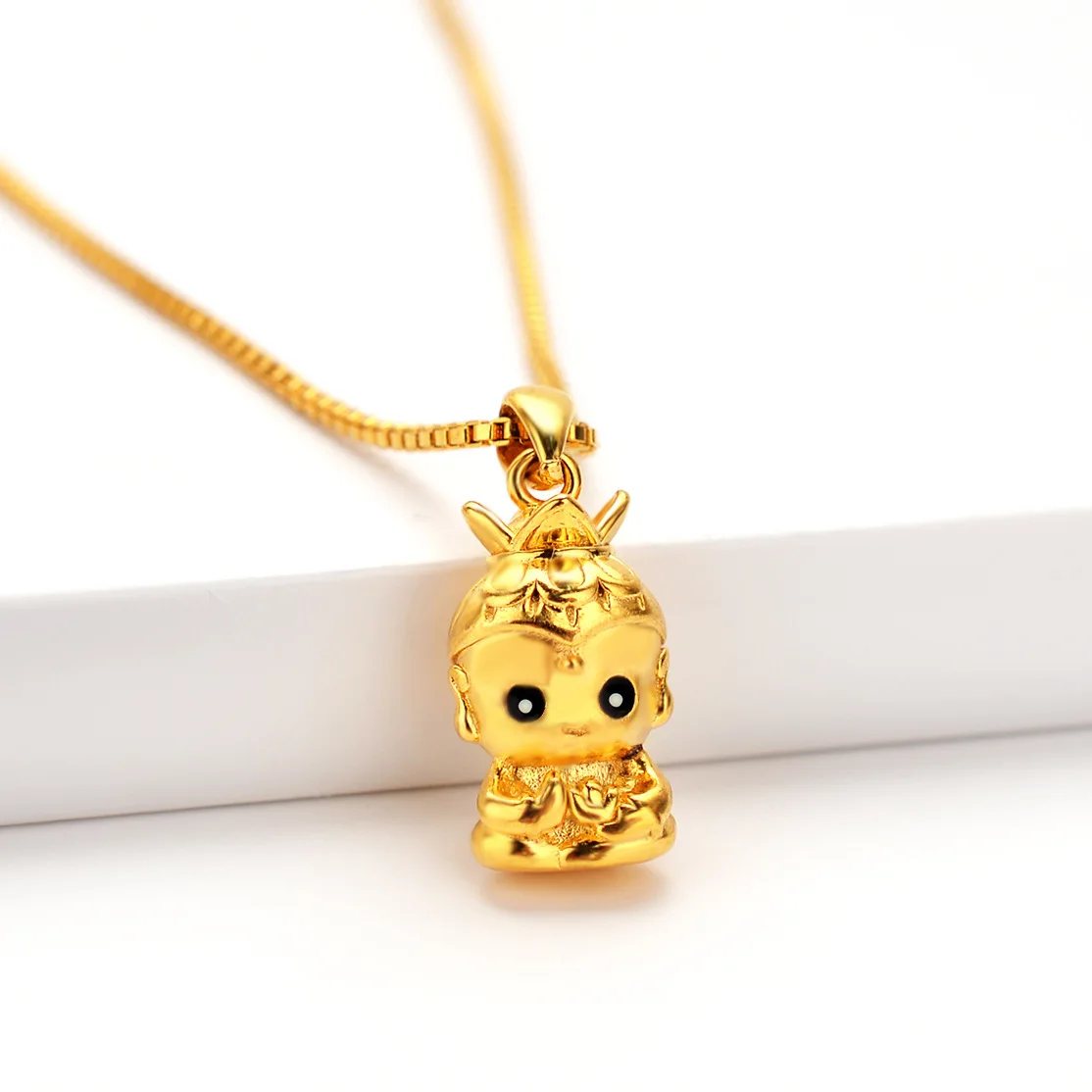 Gold shop 24K gold necklace pendant oil drop small Buddha female small Buddha AU999 clavicle necklace metal stamp