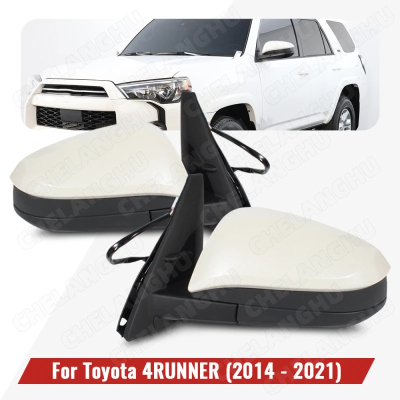 

Pair 5Pin Reversing Mirrors For Toyota 4Runner 2014 2015 2016 2017 2018 2019 2020 2021US Version Rear Mirror Assembly Milky Heat