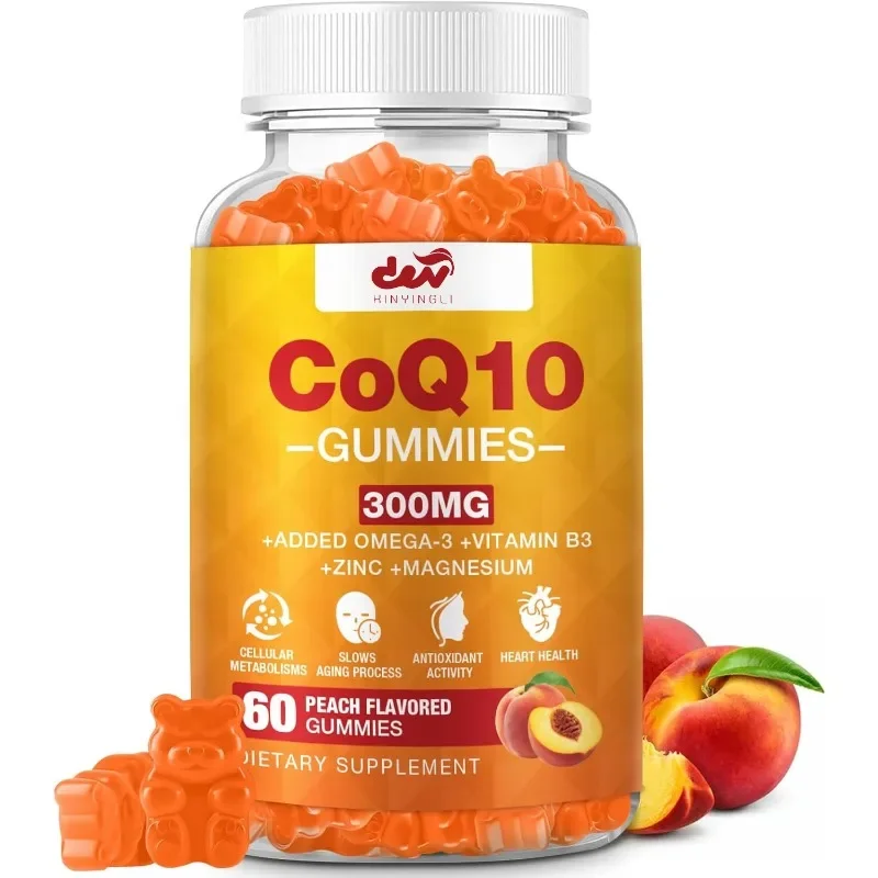 

Sugar free CoQ10 gummies - with Omega-3, vitamin B3,and zinc for cellular energy and antioxidant support, vegetarian,60 capsules