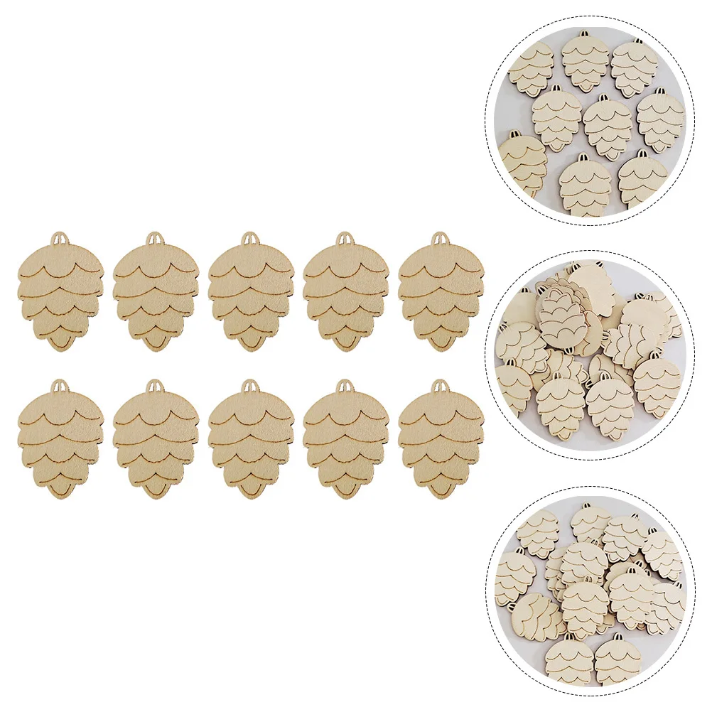 

100Pcs Xmas Wooden Pendant DIY Pine Cone Hanging Decor Christmas Tree Ornament Painting Drawing DIY Wood Chips