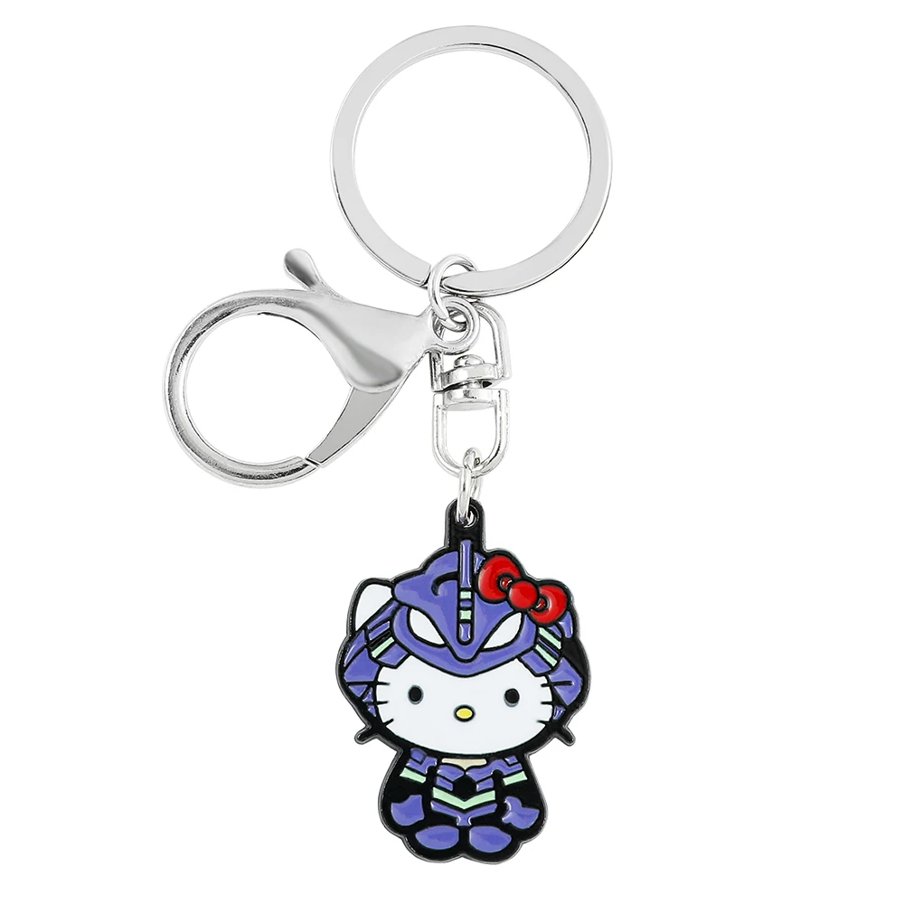 LLavero de esmalte NEON GENESIS EVANGELION Mecha Helo Kitty para hombres y mujeres, joyería de moda, EVA-01, accesorios para niñas