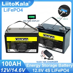 LiitoKala 12.8V 100AH LiFePO4 Battery pack 12V Lithium Iron Phosphate Batteries 4000 Cycles inverter Car lighter Solar duty-free