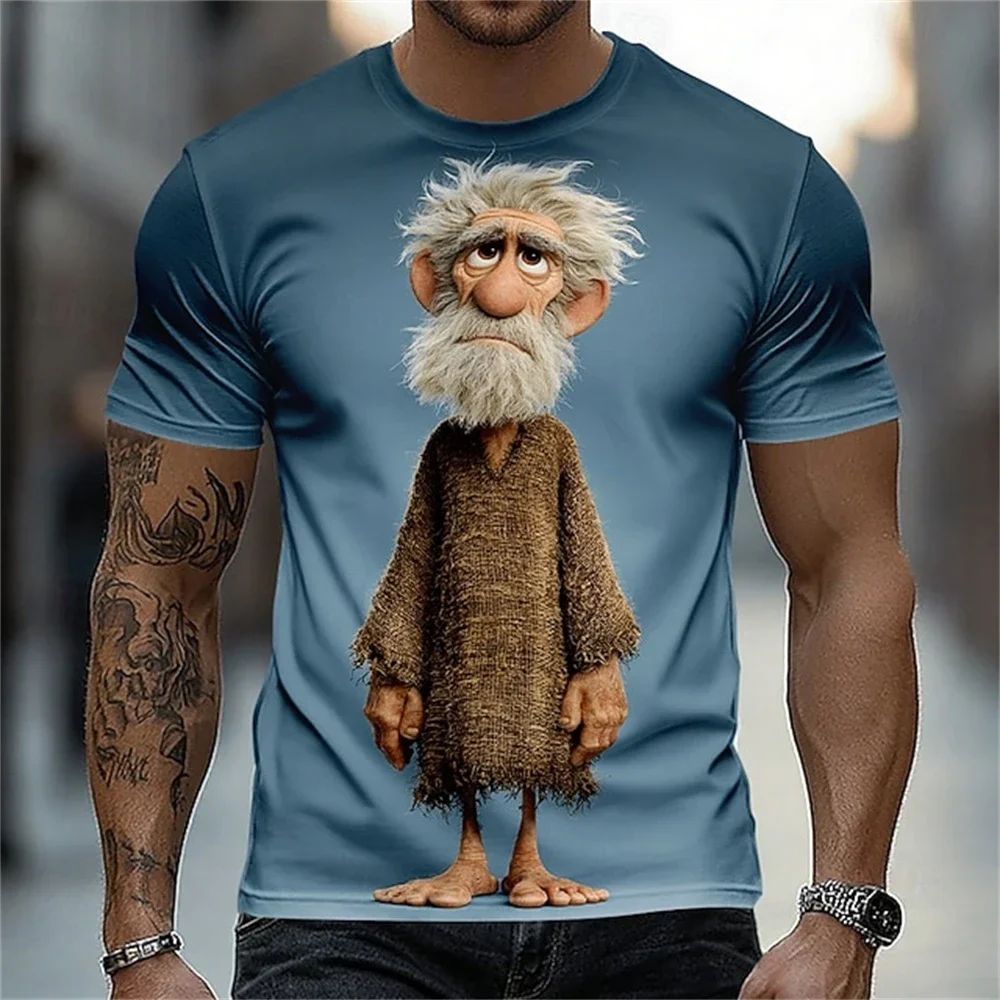 Lustiges 3D-Druck-T-Shirt für Männer, lässiges O-Ausschnitt-Kurzarm-T-Shirt, Sommer, bequeme, atmungsaktive T-Shirts, modischer lockerer Pullover
