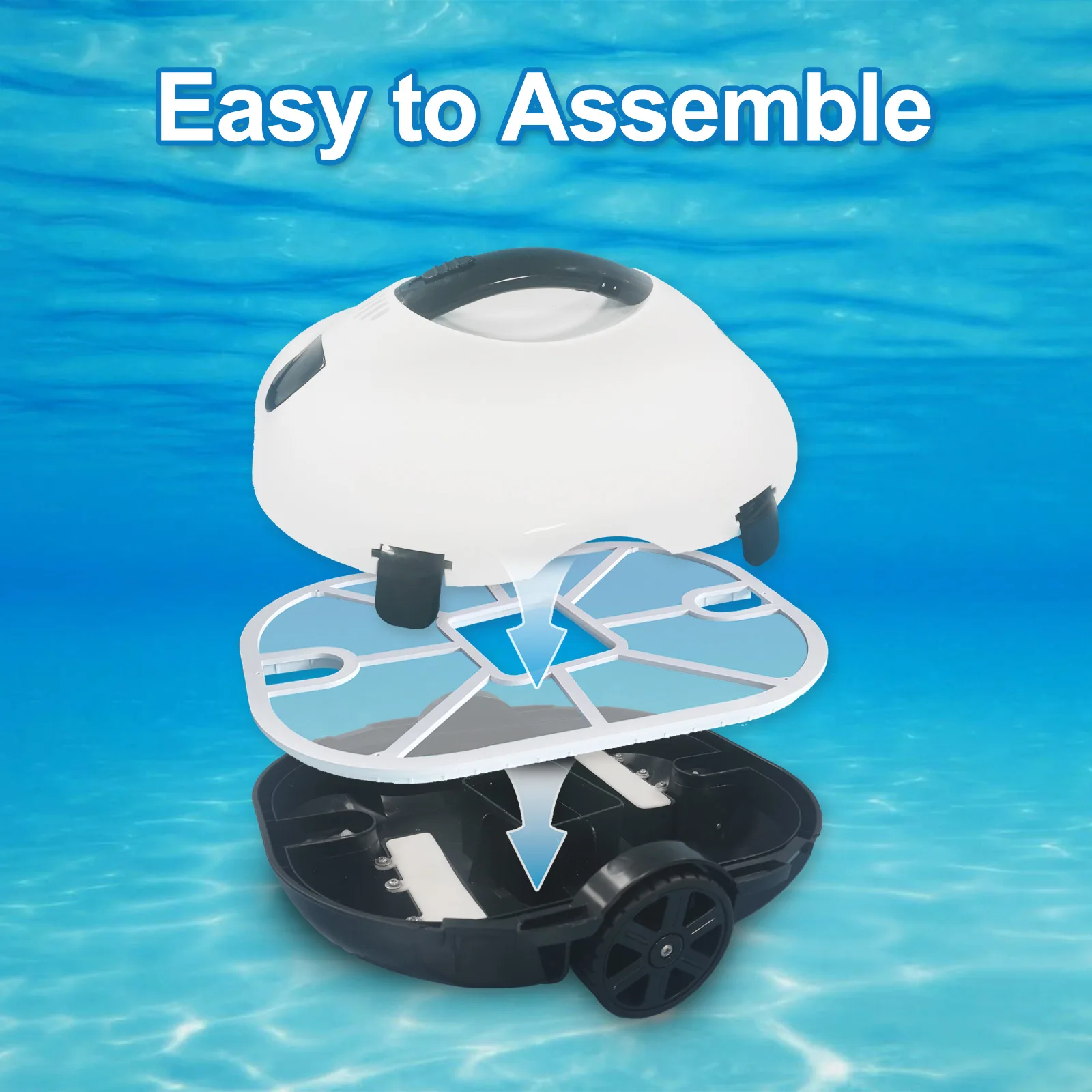 US Stock Cordless Robotic Pool Cleaner Rechargeable Li-Ion Battery Routing for Tile, PVC, Mosaic, Concrete