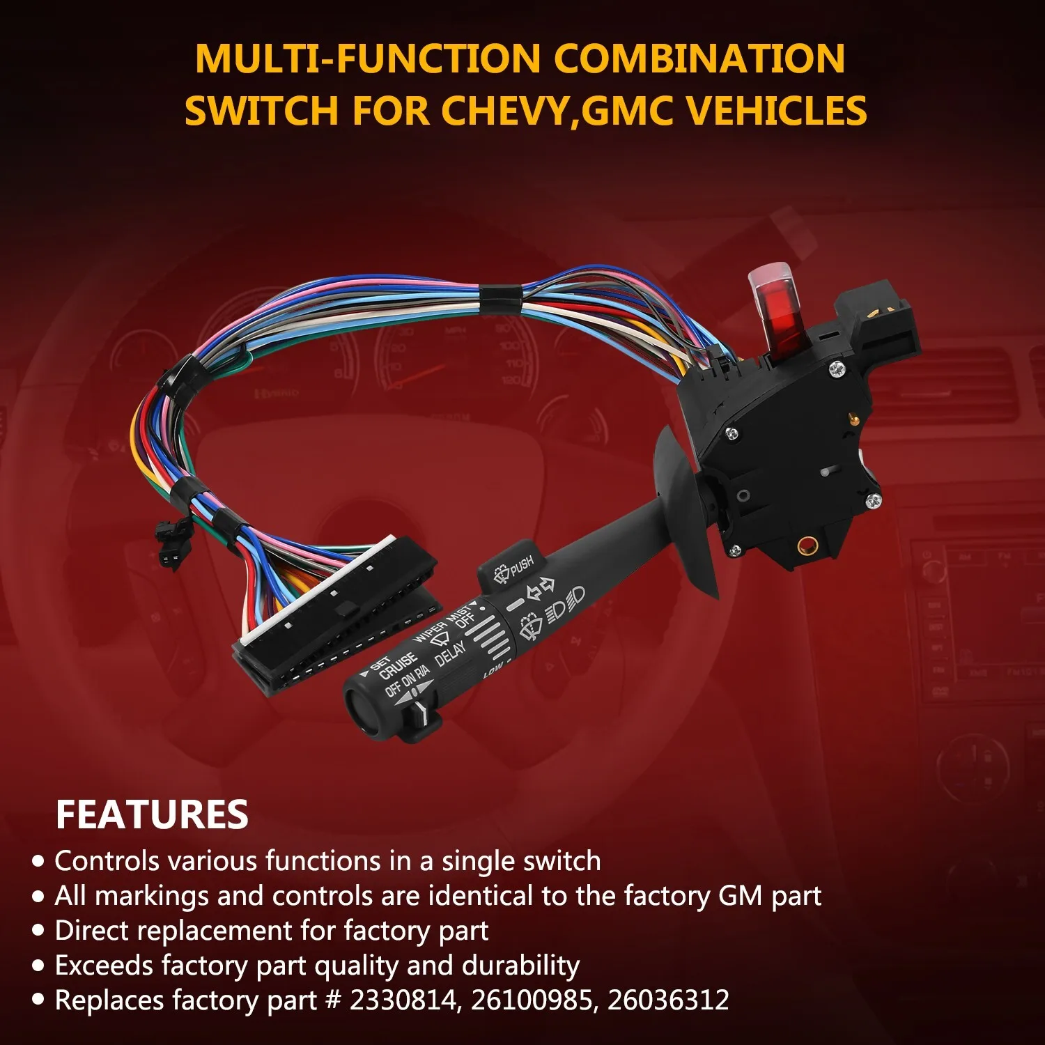 2330814 26100985 26036312 مثبت السرعة ممسحة زجاج أمامي الذراع بدوره إشارة رافعة التبديل ل 1995-2002 تشيفي C1500 C2500 C3500