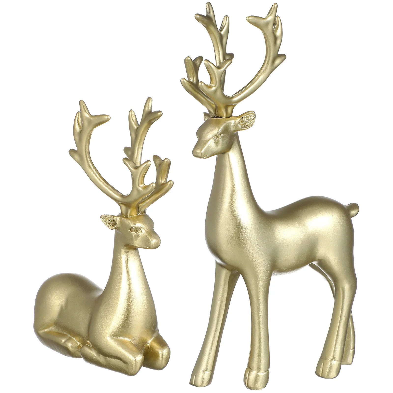 

2 Pcs Large Christmas Decorations Resin Deer Statue Gold Reindeer Golden Crafts Sculpture