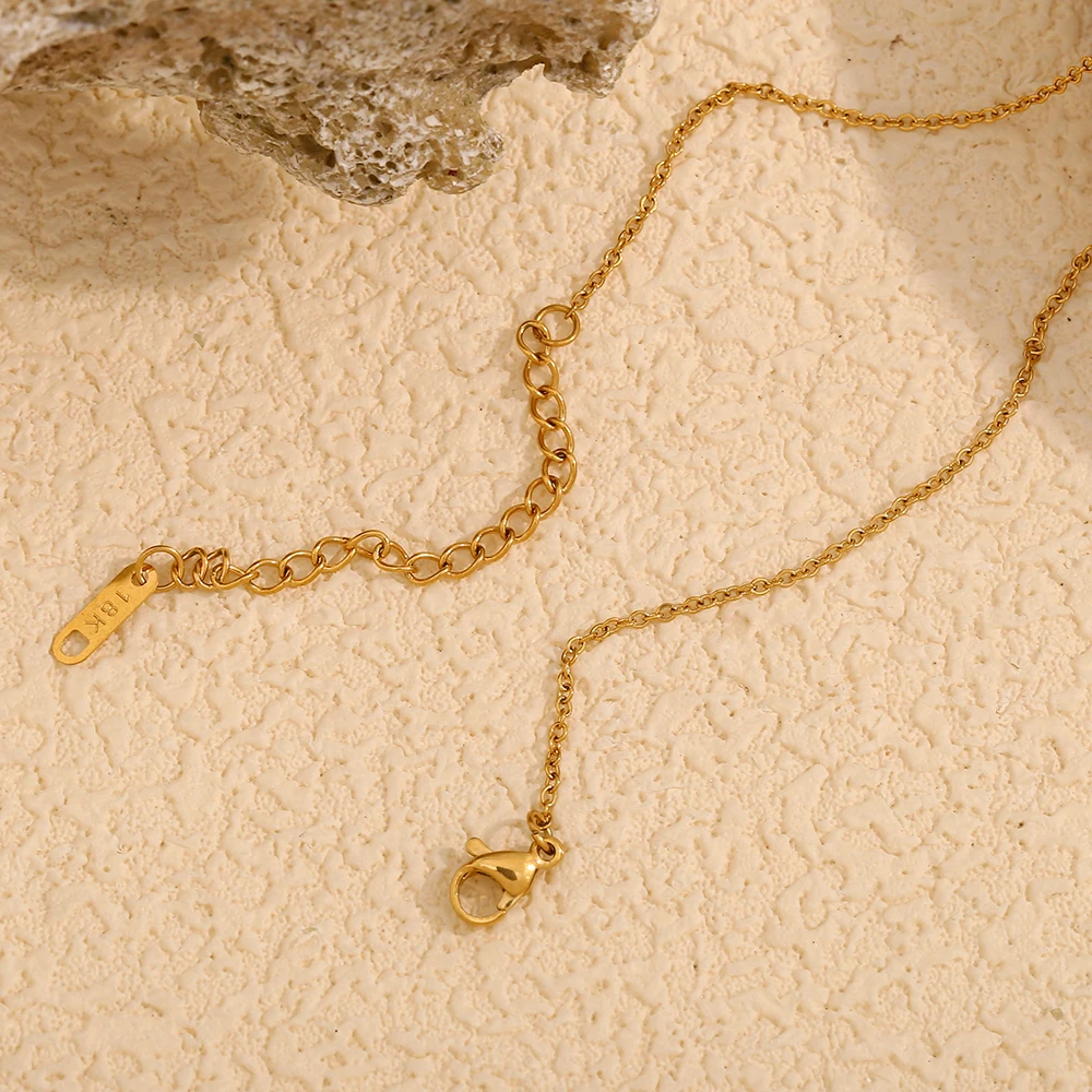 E.B.belle  Stainless Steel PVD Plated 3A Zircon Stone Crown Pendant Necklace Ladies Minimalist Weddng Party Crystal Necklace