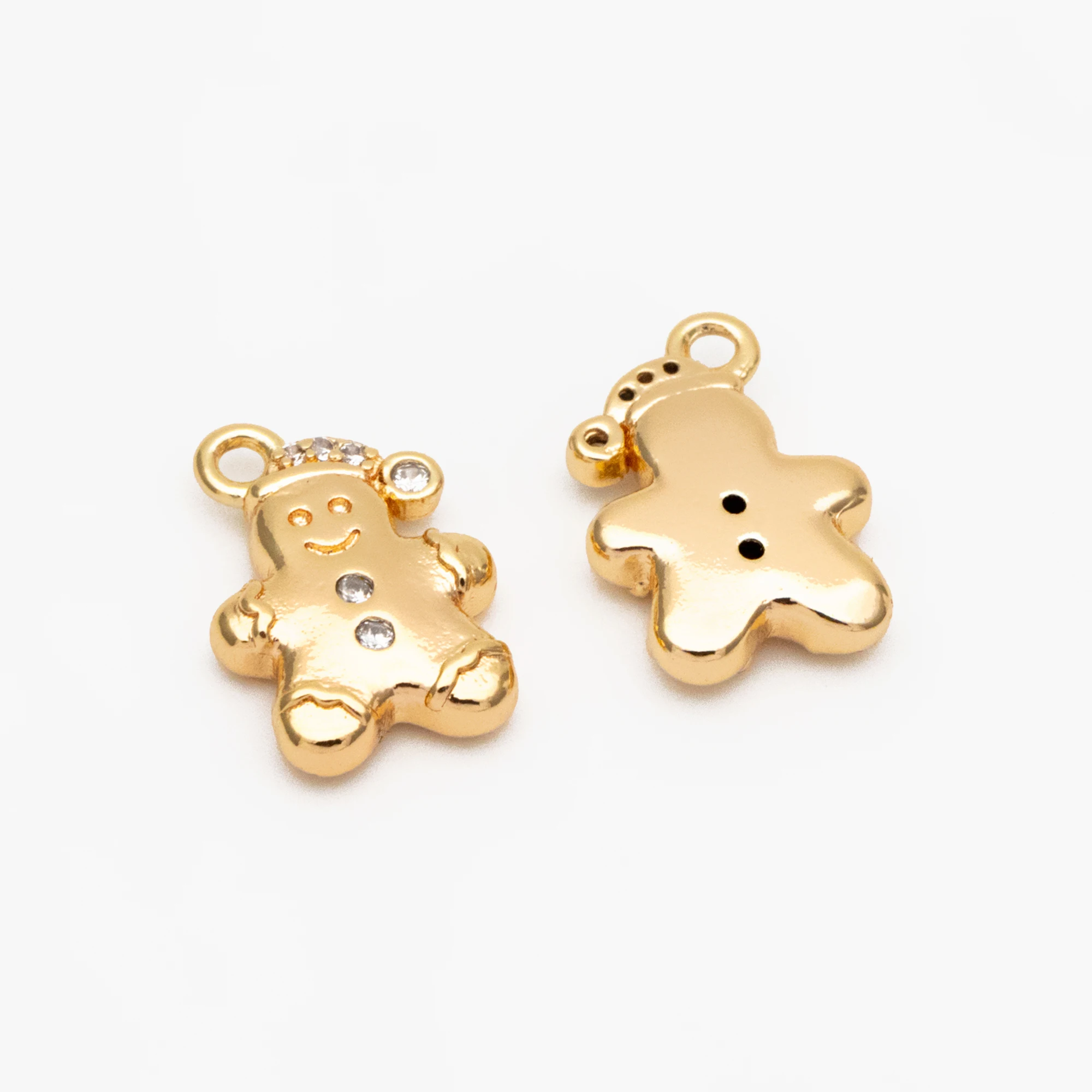 

4pcs CZ Pave Gingerbread Man Charms, Gold Plated Brass Dainty Christmas Pendants For Jewelry Making Diy Accessories (GB-4104)