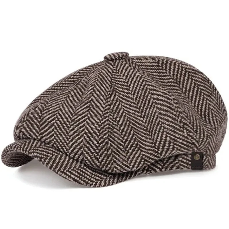 Casual Wild Newsboy Hat Men Octagonal Cap British Painters Hats Autumn Winter Berets Herringbone Flat Caps Hip Hop Berets Gorras