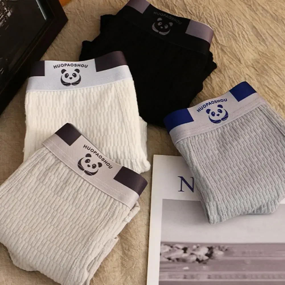 Мужское нижнее белье с 3D U-образным выпуклым дизайном, U-образная сетка в промежности, дышащие трусы-боксеры с рисунком панды, эластичный пояс, комфорт