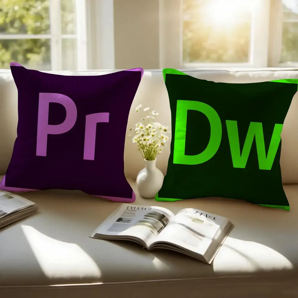 Digital Software A-Adobe Creative Cloud Cushion Cover Pillowcase Anti-dustmite Invisible Zipper Short Plush Sofa Cushion