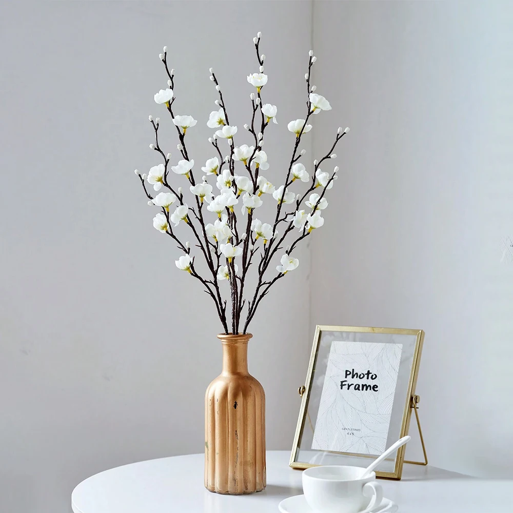 زهر البرقوق الاصطناعي 21.7 ''زيفة Wintersweet طويلة الجذعية الزهور البلاستيكية للمنزل فندق مكتب حفل زفاف حديقة الديكور #6