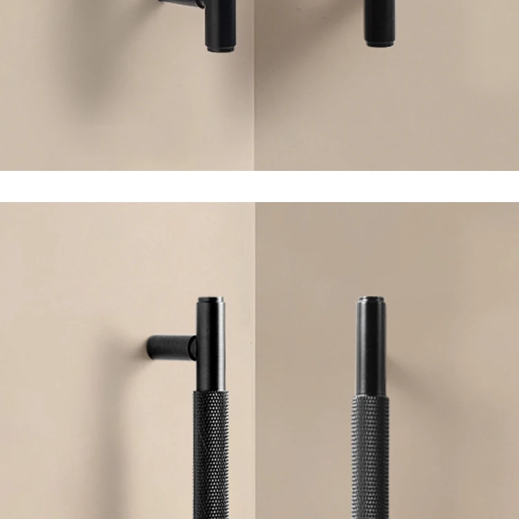 Dooroom Möbelgriffe aus massivem Messing, schwarzes Kreuz, Rändelung, Schrank, Kleiderschrank, Kommode, Schublade, Schrankknöpfe, Hardware – Detail 11
