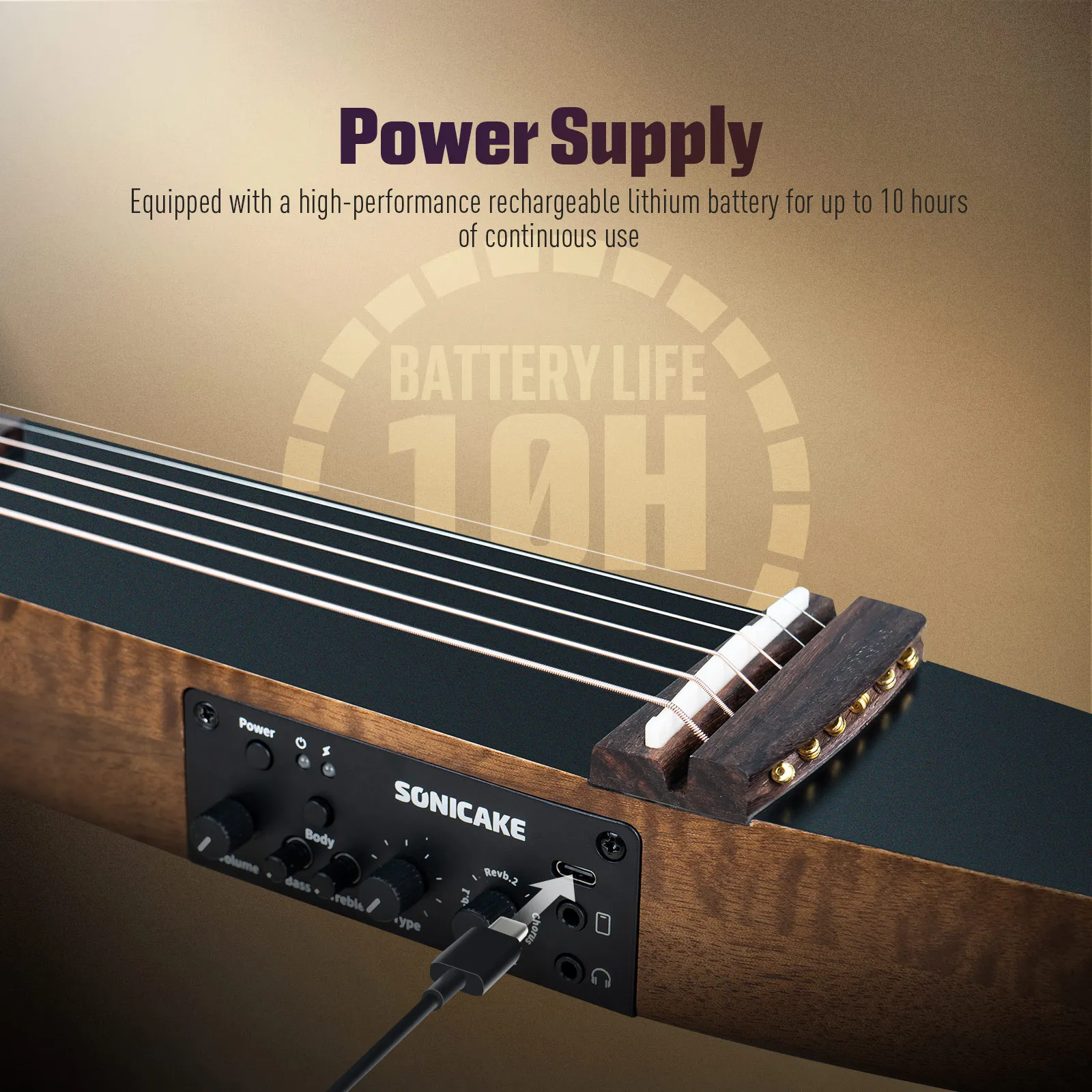 SONICAKE البرازيل الصامت الصوتية الكهربائية السفر الغيتار الصلبة الماهوجني الجسم الجمعية إطارات قابلة للشحن حقيبة جيتار جميع الملحقات #4