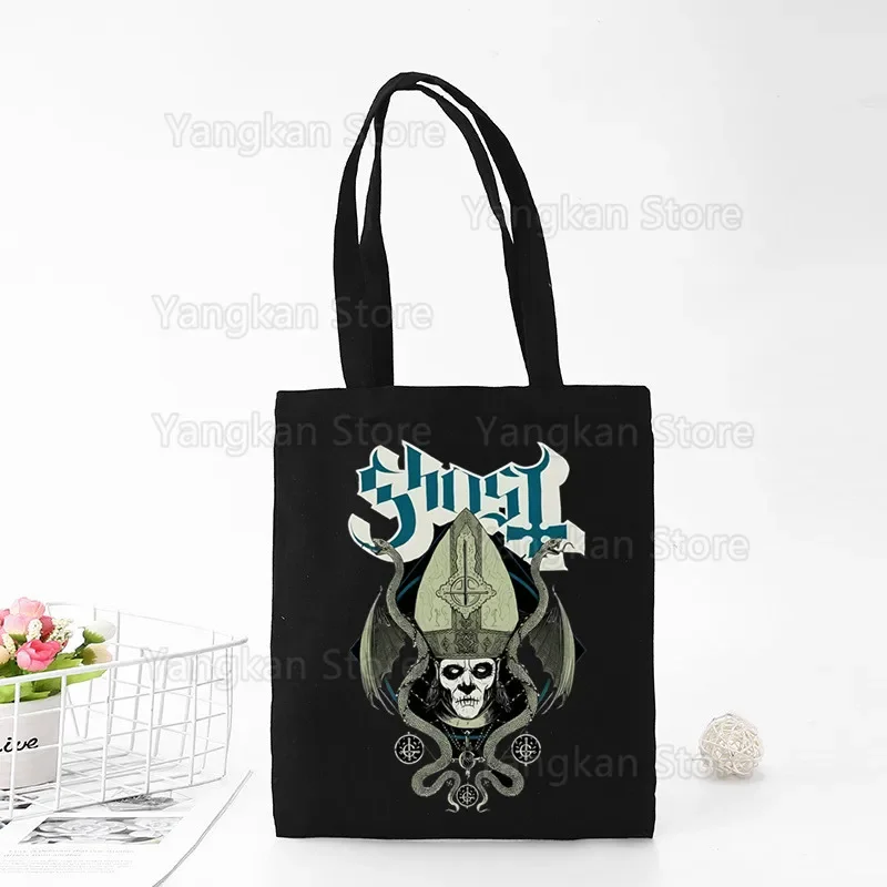 

Сумка-шоппер Ghost Band Custom Tote Bag Shopping, оригинальный дизайн, черная, унисекс, дорожная, холщовая, экологичная, складная сумка-шоппер