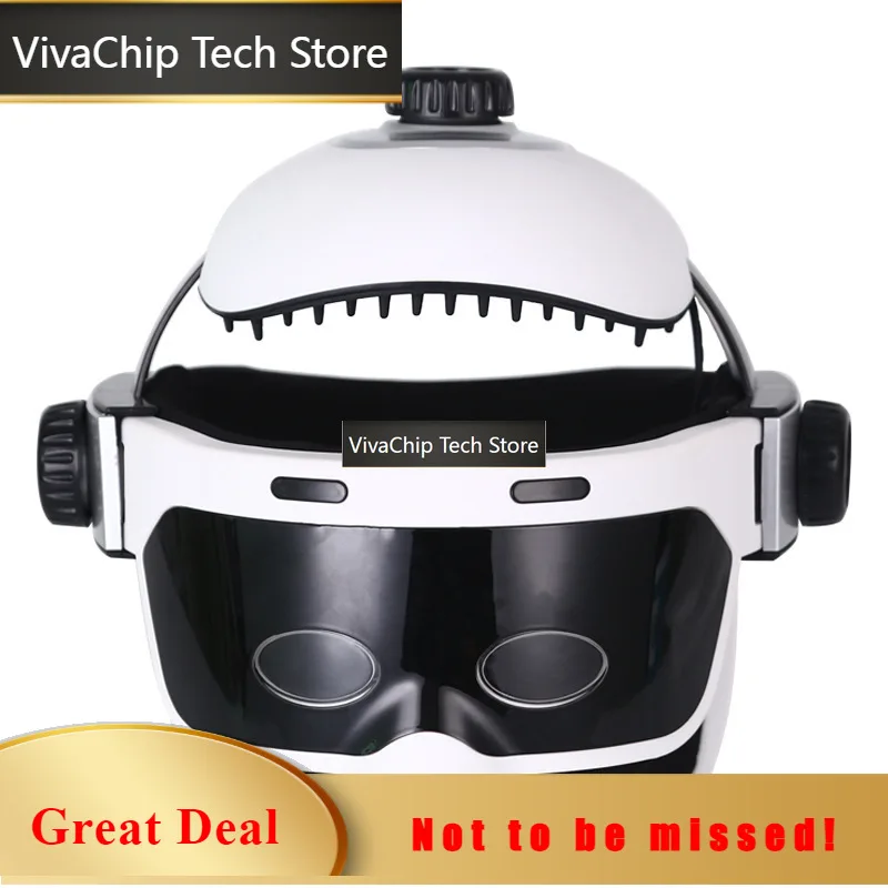 VivaCTLeading Dual Vibrating Heated Electric Head Massager Automatic Air Pressure Wireless Music Head Massage Helmet