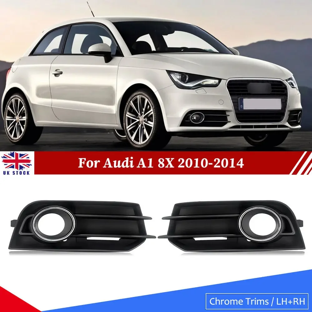 

For Audi A1 8X 2010 2011 2012 2013 2014 Front Fog Light Grille Covers with Chrome Trim Left Right Side Grille Fog Lamp Pair​