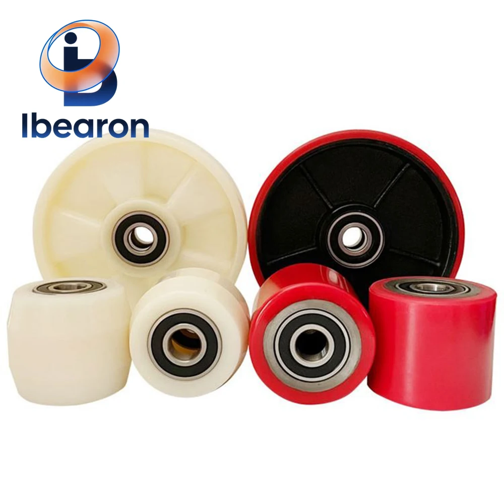 Roulettes de chariot élévateur à noyau de fer PU robuste, 4 pièces, avec roulements 80x70mm, hautement résistantes à l'usure, silencieuses, pour chariot élévateur d'entrepôt