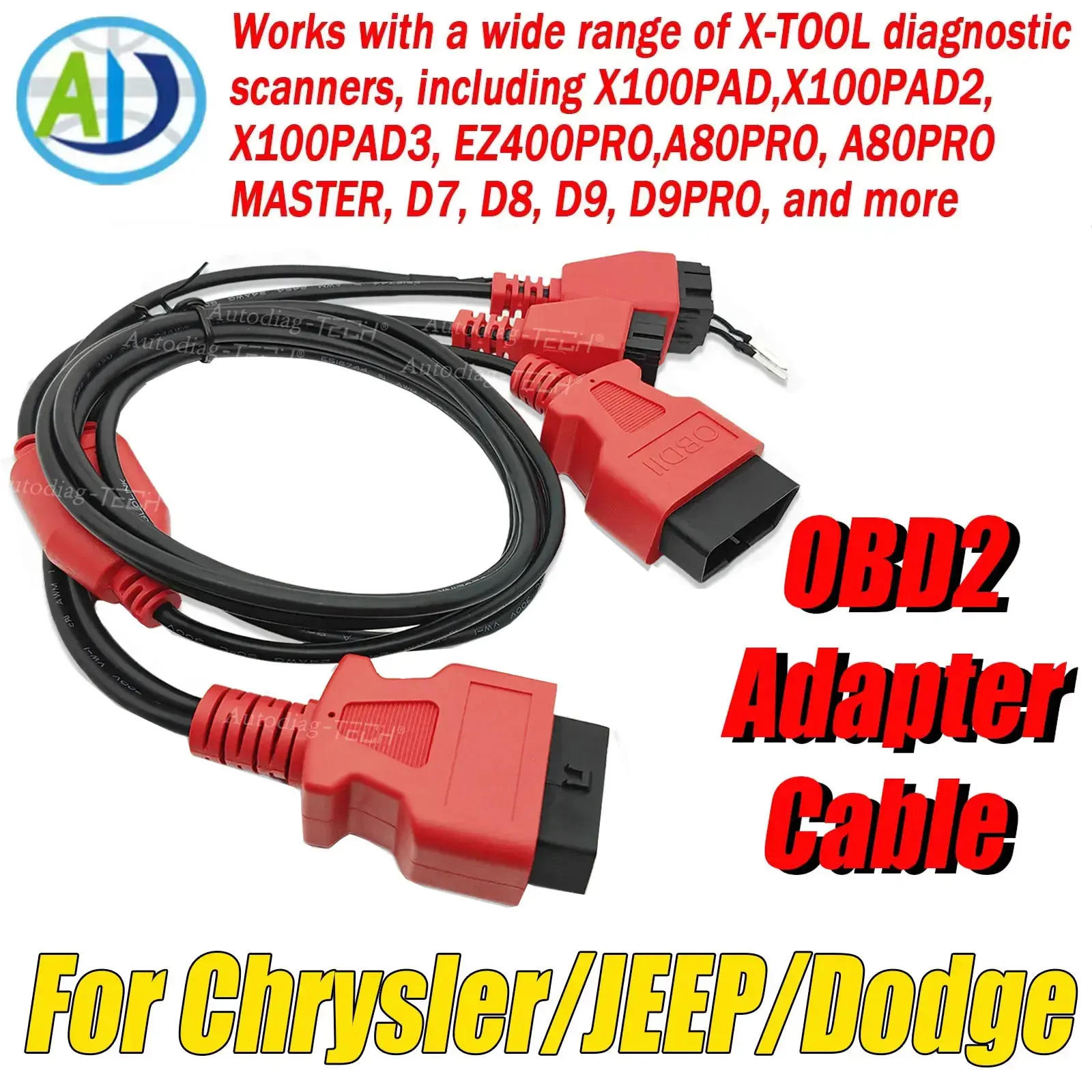 

OBD2 Cable For XTOOL Scanner 16pin to 16/8/12 pin For Chrysler/JEEP/Dodge Vehicles OBDII Diagnostic Cable For FCA 12+8 Adapter