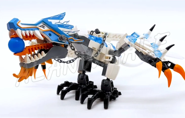 158pcs Shinobi Ice Dragon Attack White Skeleton Folding Wings 9729 Building Block Toys Compatible With Model