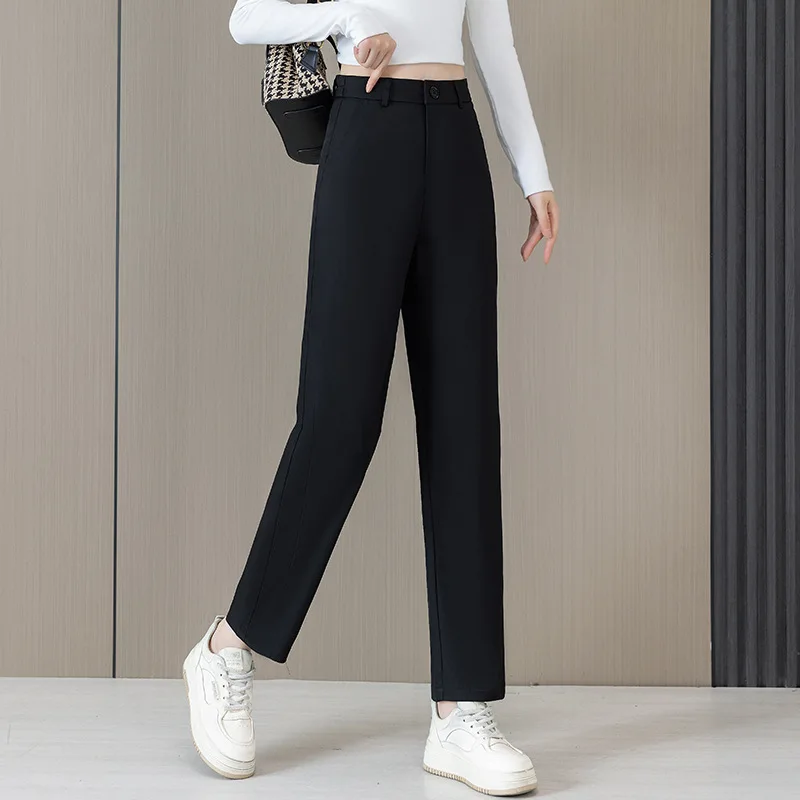 سروال حريم منجل للنساء، بدلة تنحيف فضفاضة للربيع والخريف، سروال كاجوال مكون من تسع نقاط مستقيمة الساق #3