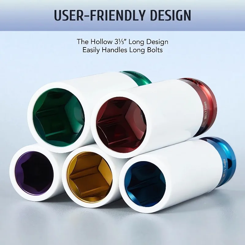 Jeu de douilles à écrou LDPNut à impact profond, protecteur de roue motrice de qualité supérieure pour la protection de l'opathie, rap-usage non marquant, 1/2 pouces, 3 pièces